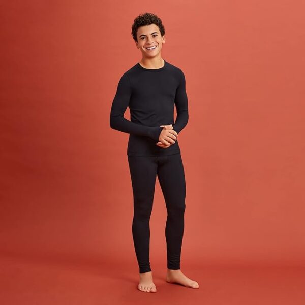 Cuddl Duds Boys Cold Weather Fleece-Lined Thermal Underwear 2-Piece Set - Kids Long Sleeve Top and Leggings Long Johns
