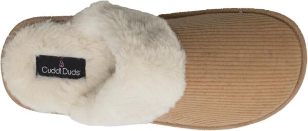 Cuddl Duds Women Indoor Corduroy Foam Insole Cozy Faux Fur Lining Clog Slip On Slipper House Shoes With Skid Resistant Bottom